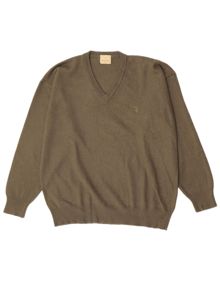 Trussardi Pulover cu decolteu în V pentru bărbați, verde mare