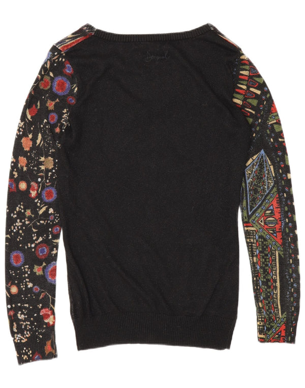 Pulover cu decolteu în V Desigual pentru femei UK 10 Small Black Viscose