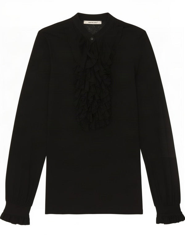 Bluză Northland pentru femei cu mânecă lungă, cu volan în față, UK 12 Medium Black