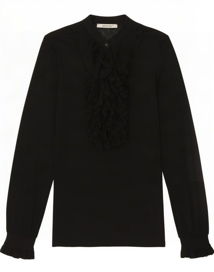 Bluză Northland pentru femei cu mânecă lungă, cu volan în față, UK 12 Medium Black