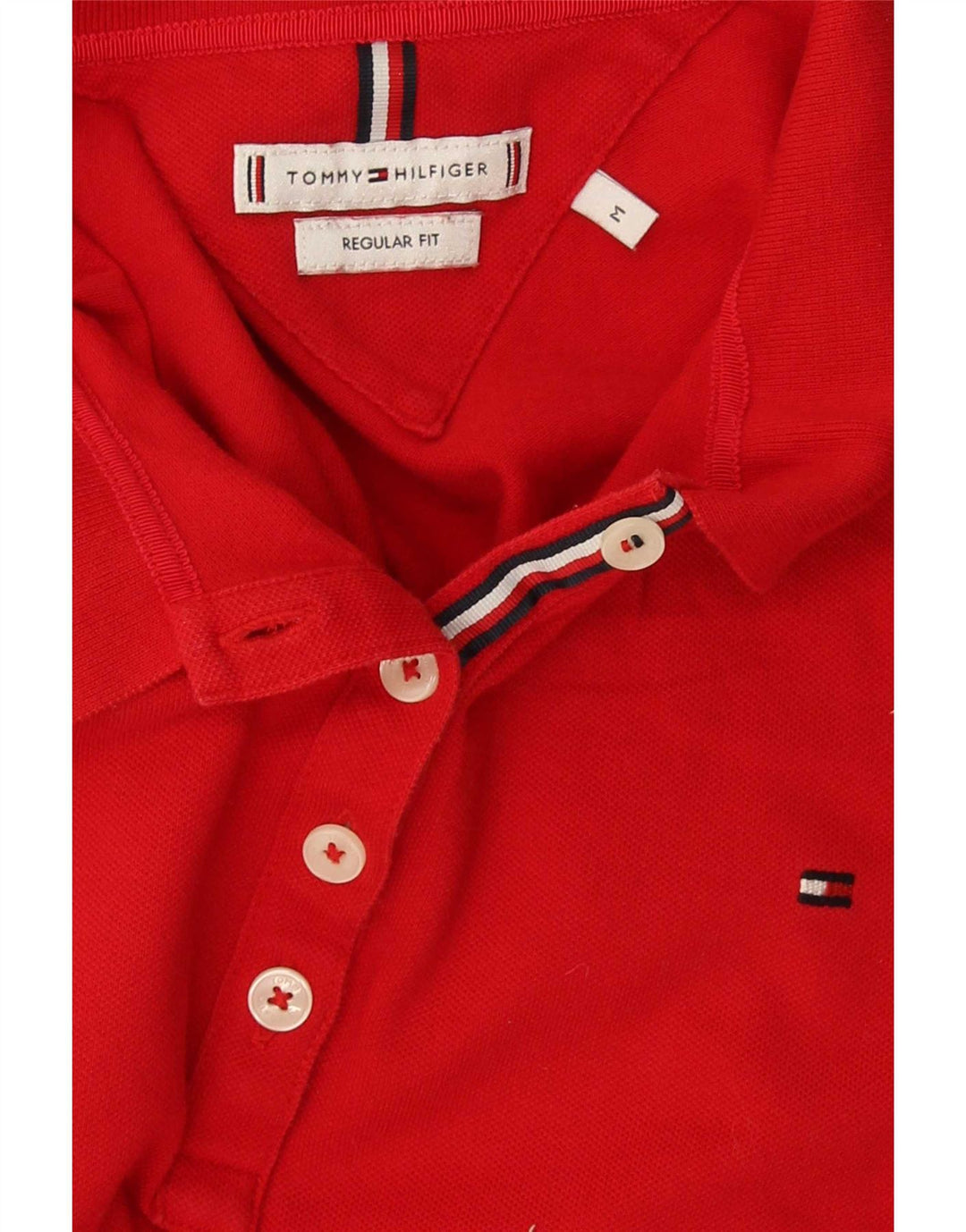 Tricou polo Tommy Hilfiger pentru femei, cu croiala normală, UK 12, roșu mediu