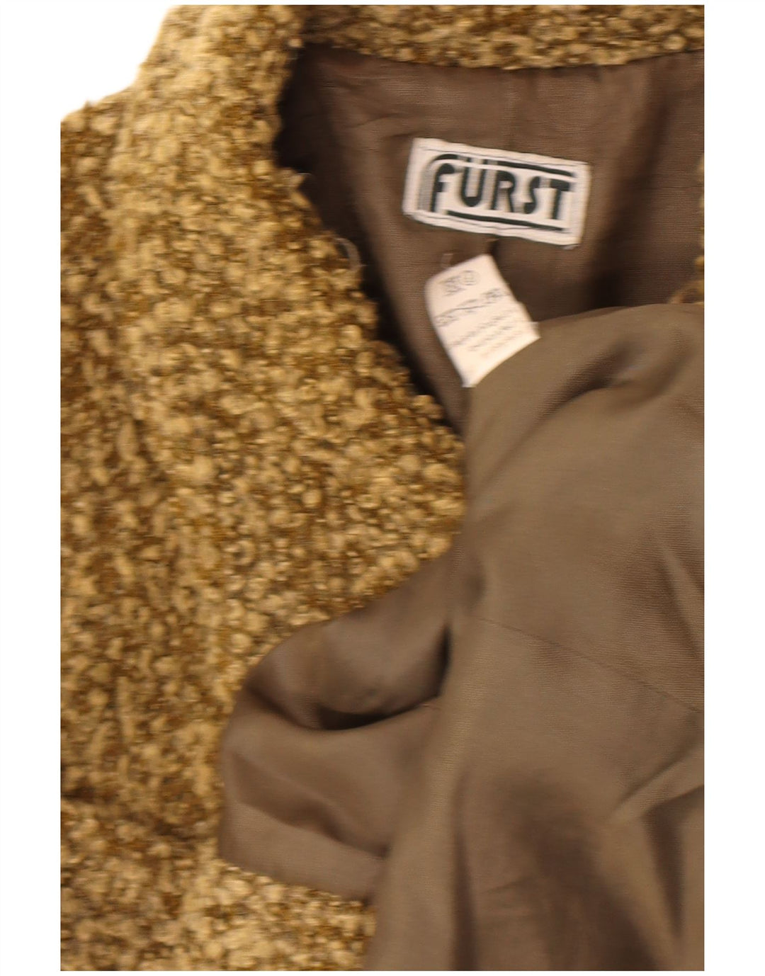 Jachetă vintage pentru femei cu 4 nasturi, UK 14, mediu kaki, acrilic cu pături