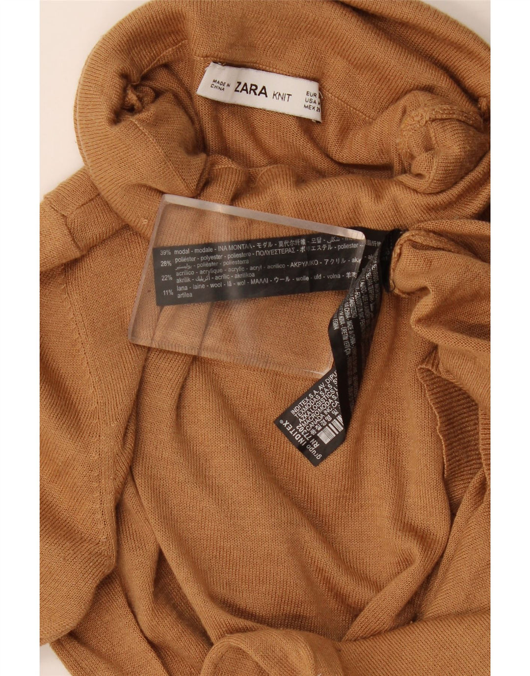 Pulover pentru femei cu gât rulat Zara UK 12 Maro Mediu Modal