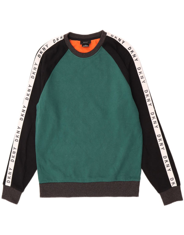 Pulover cu grafic pentru femei Dkny UK 14 Bumbac color bloc verde mediu