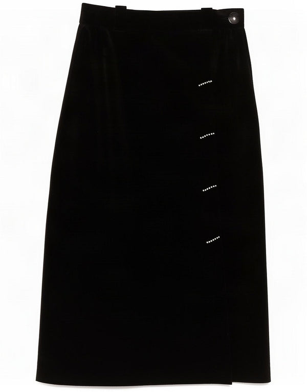 Fusta maxi din catifea pentru femei Vintage Small W26 Bumbac negru