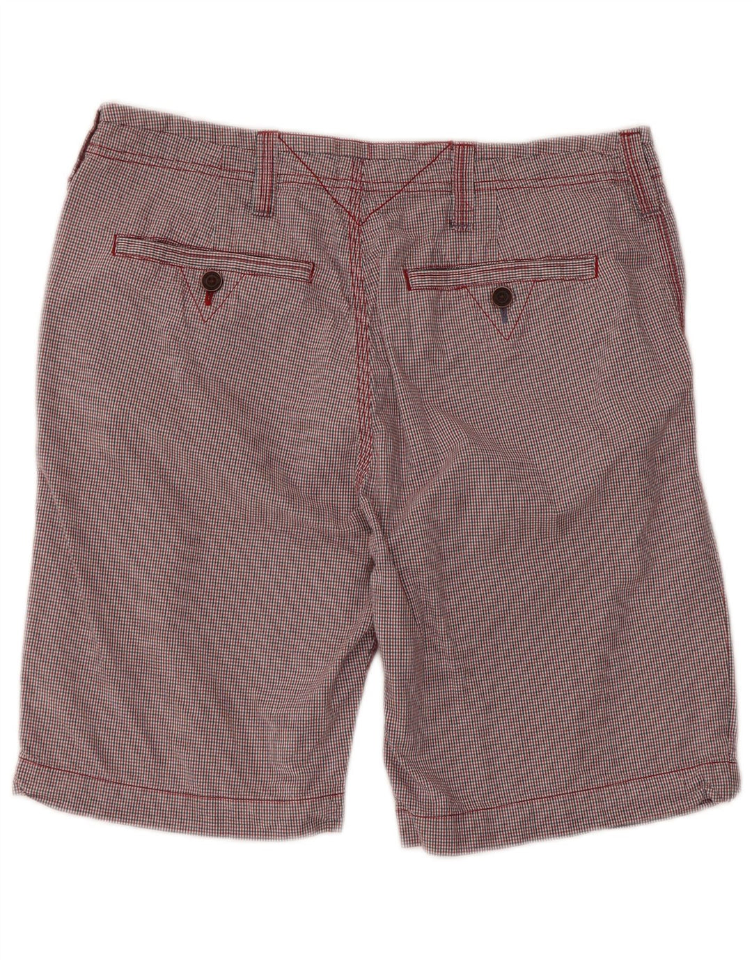 WHITE STUFF Pantaloni scurți chino pentru bărbați W34, bumbac mare, roșu, vichy