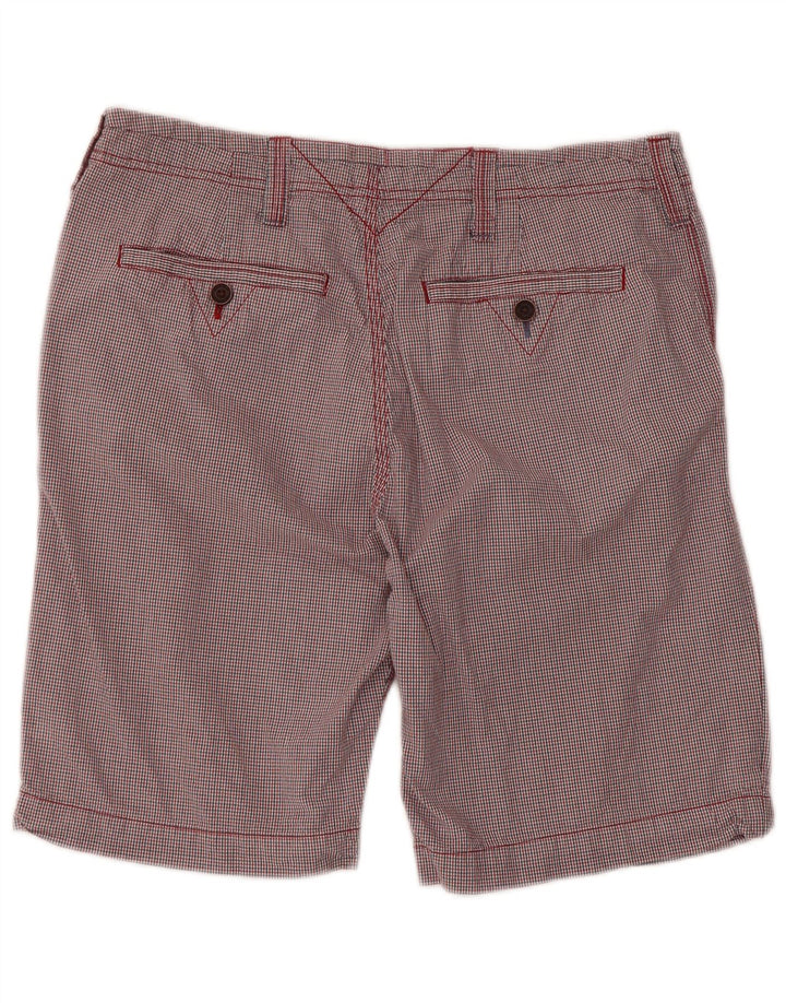 WHITE STUFF Pantaloni scurți chino pentru bărbați W34, bumbac mare, roșu, vichy