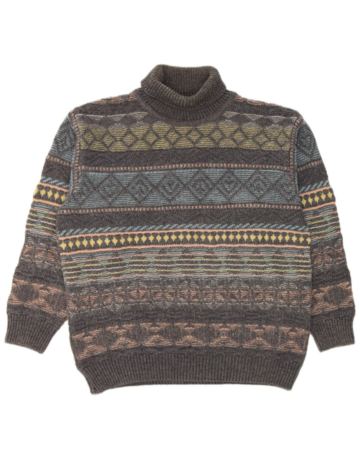 Pulover pentru bărbați Gilberto cu gât rulat IT 56 2XL Lână geometrică gri