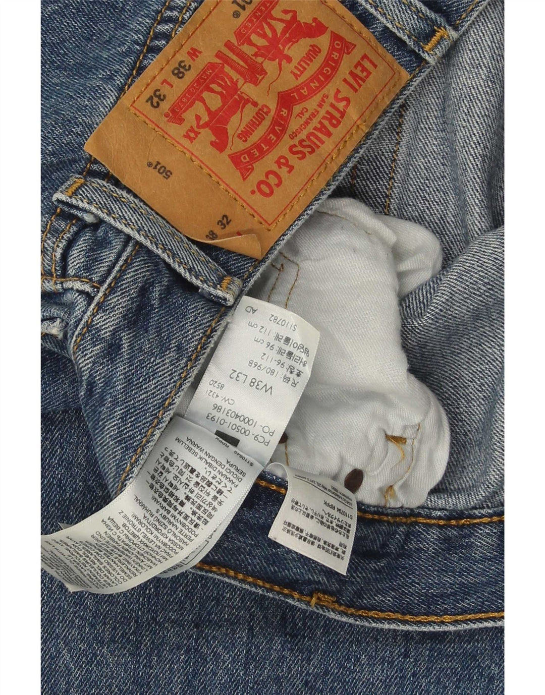 Blugi drepti pentru bărbați Levi's 501 W38 L32 Bumbac albastru