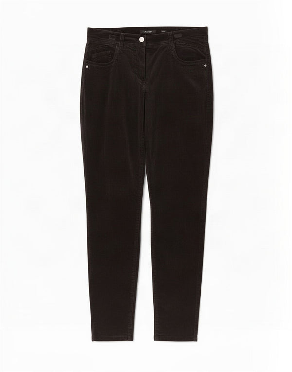 Pantaloni casual din catifea pentru femei Olsen Dana Slim UK 10 Small W30 L30 Negru