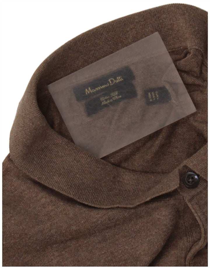 Massimo Dutti Pulover cu gât polo pentru bărbați, maro mare