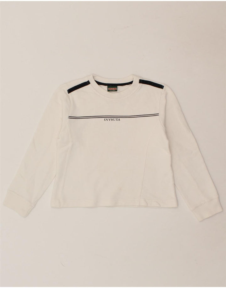 INVICTA Girls Top Long Sleeve 7-8 Years White Cotton Vintage Invicta and Second-Hand Invicta from Messina Hembry 