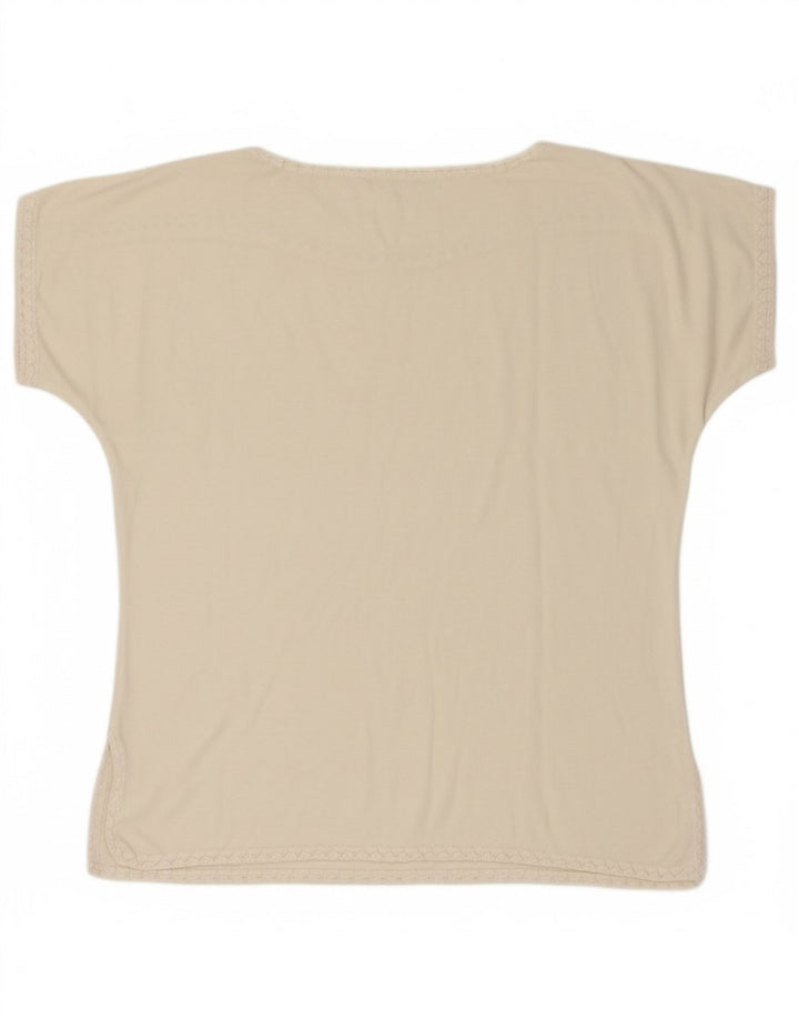 VINTAGE Womens Blouse Top UK 14 Medium Off White