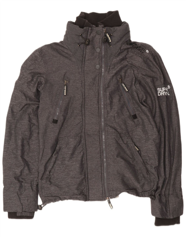 Jachetă de ploaie Superdry pentru femei UK 14, nailon gri mediu