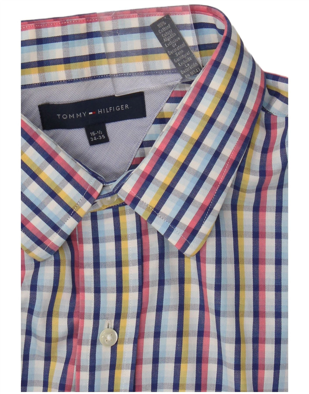 Cămașă pentru bărbați Tommy Hilfiger Mărimea 16 16 1/2 mare, bumbac cu carouri multicolore