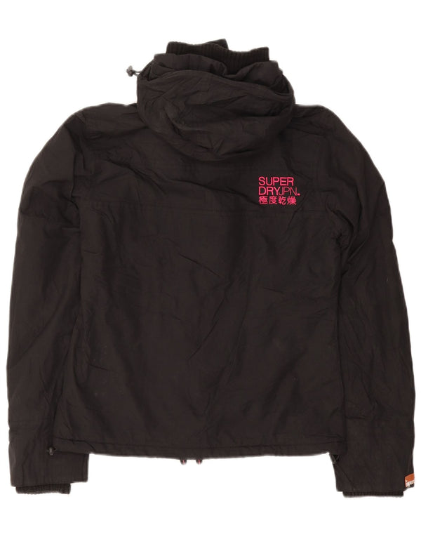 Jachetă Windbreaker cu glugă Superdry pentru femei UK 10 Small Black Nylon