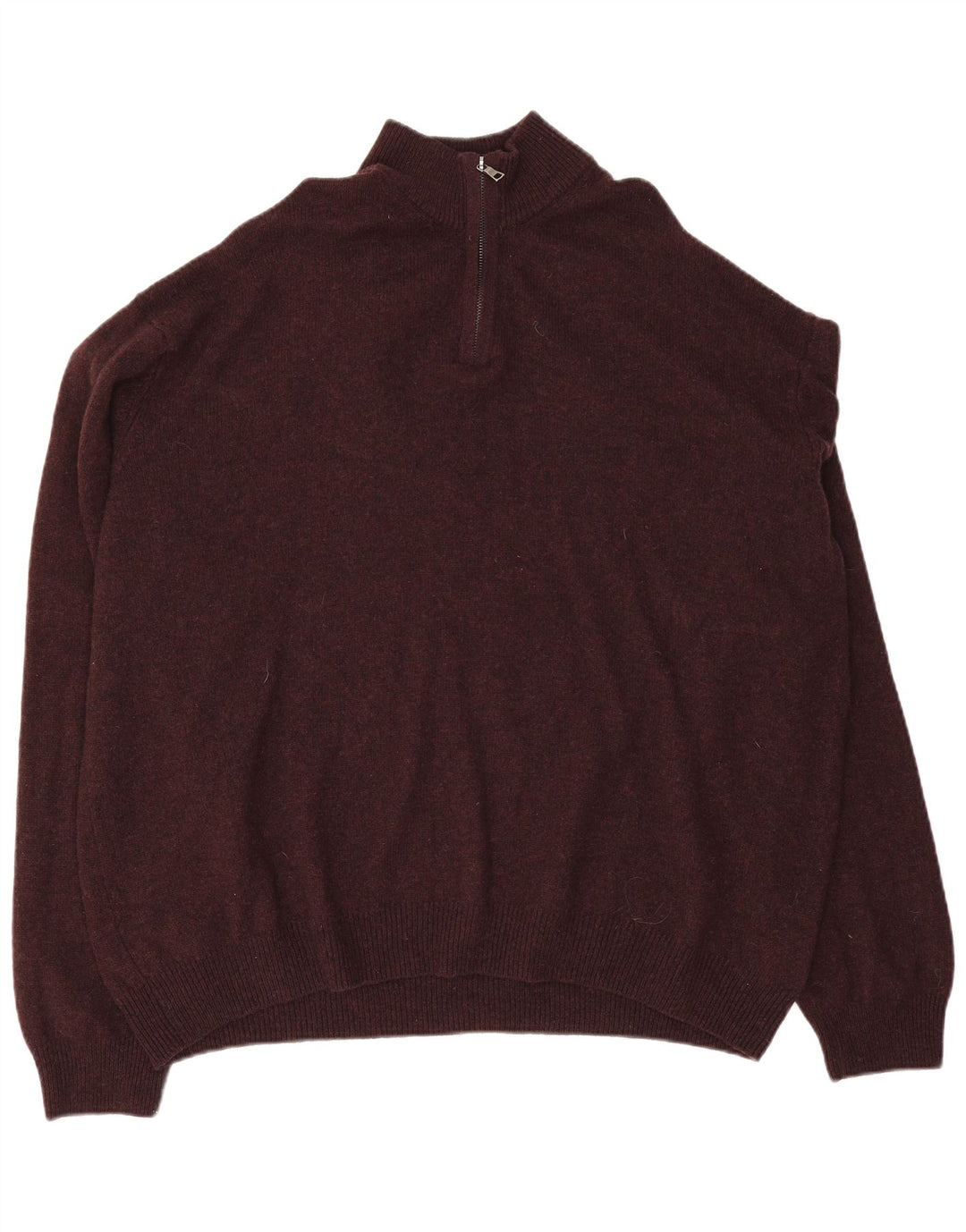 MARKS & SPENCER Pulover pentru bărbați, cu fermoar, cu gât, 4XL, lână burgundă