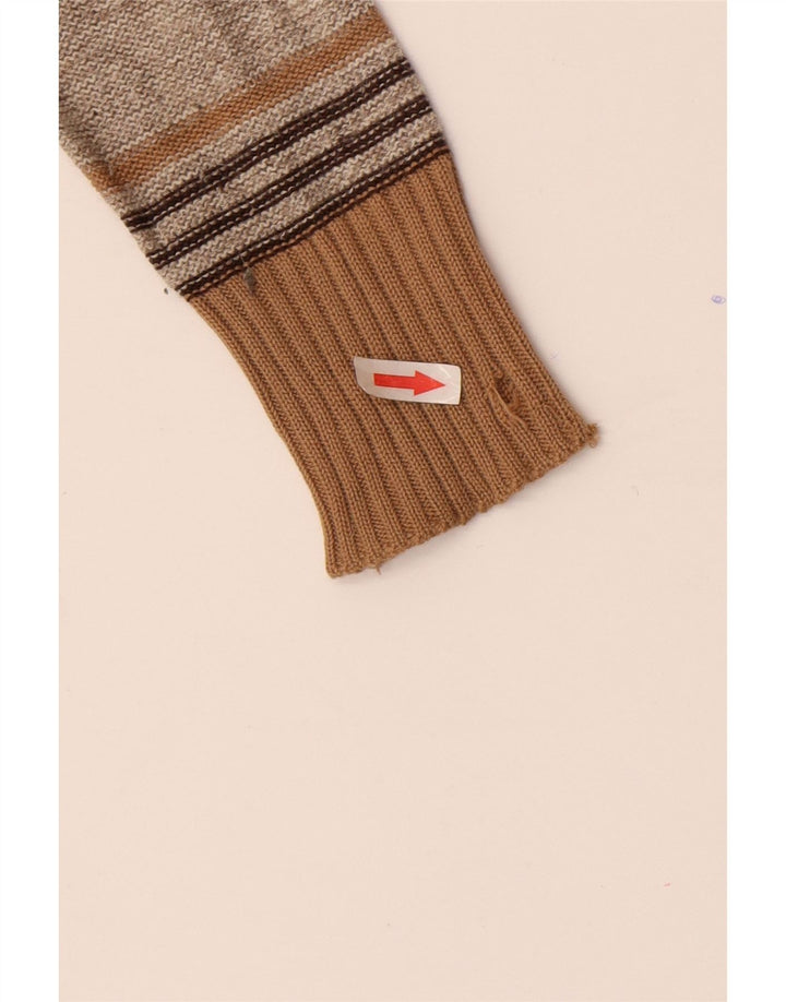Pulover vintage cu decolteu în V pentru femei IT 44 maro mediu cu dungi