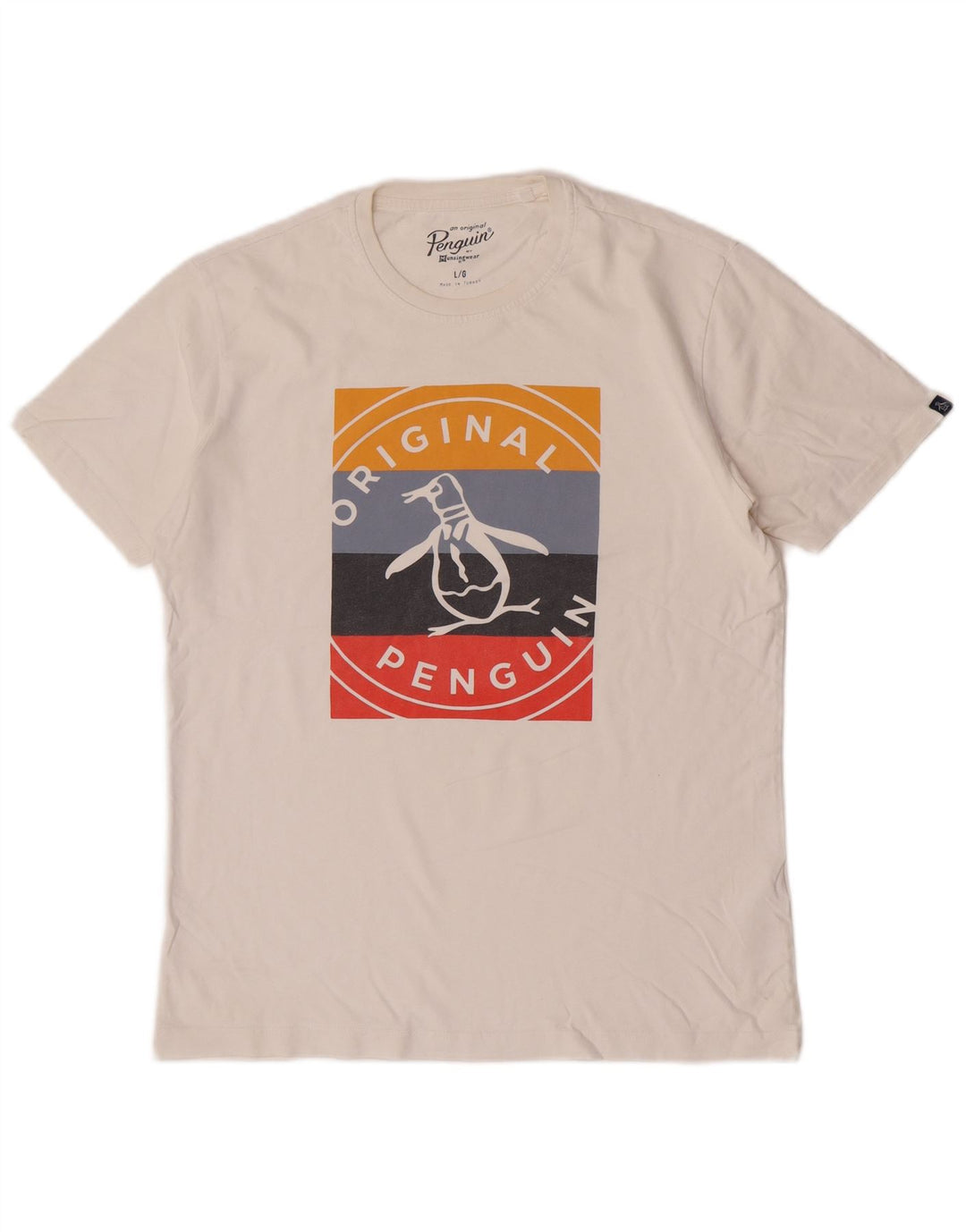 Tricou grafic pentru bărbați Penguin Top mare, alb, bumbac