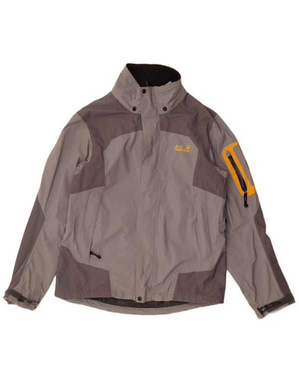 Jack Wolfskin Jachetă de ploaie pentru bărbați UK 40/42, mare, gri, poliamidă color bloc