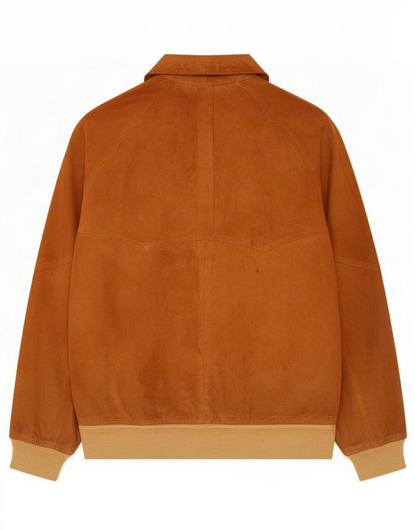 Bomber vintage pentru bărbați din piele intoarsa IT 52 XL maro colorblock