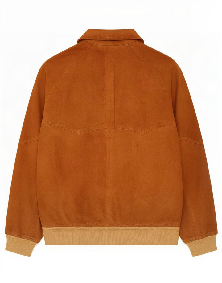 Bomber vintage pentru bărbați din piele intoarsa IT 52 XL maro colorblock