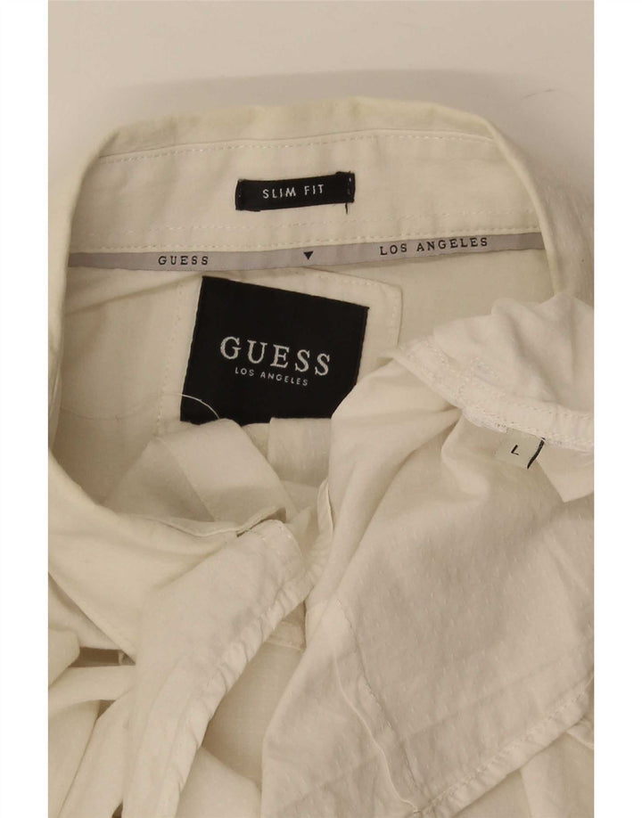 Cămașă pentru bărbați Guess Slim Fit, mare, albă