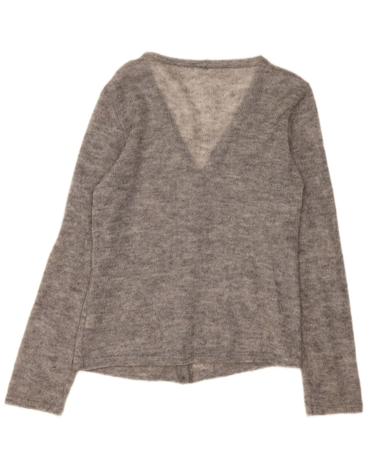 Pulover Cardigan Vintage pentru Damă UK 16 Elastan mare pete gri