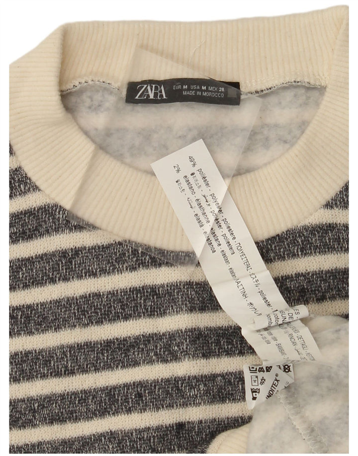 Pulover pentru damă ZARA cu gât roșu din poliester cu dungi negre medii UK 14