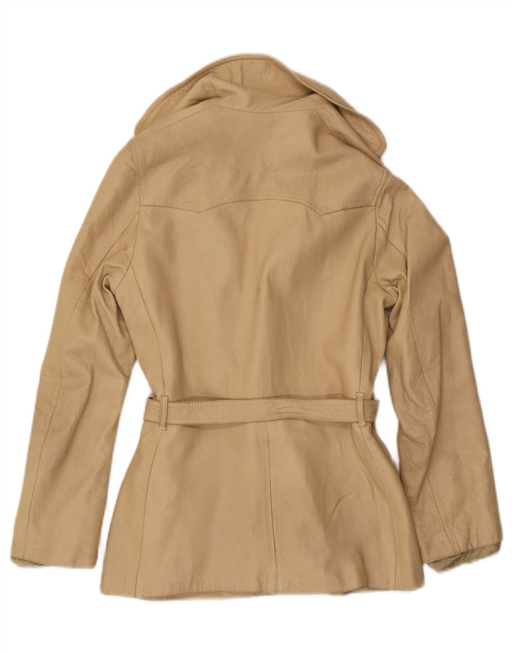 Geacă de piele vintage pentru femei IT 46 Large Beige