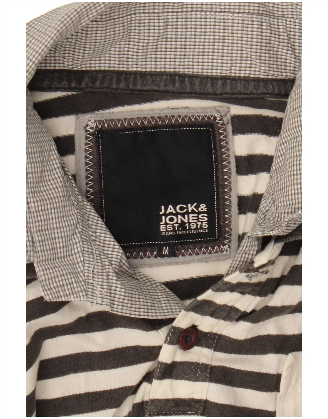 JACK & JONES Tricou polo cu grafică pentru bărbați, gri mediu cu dungi