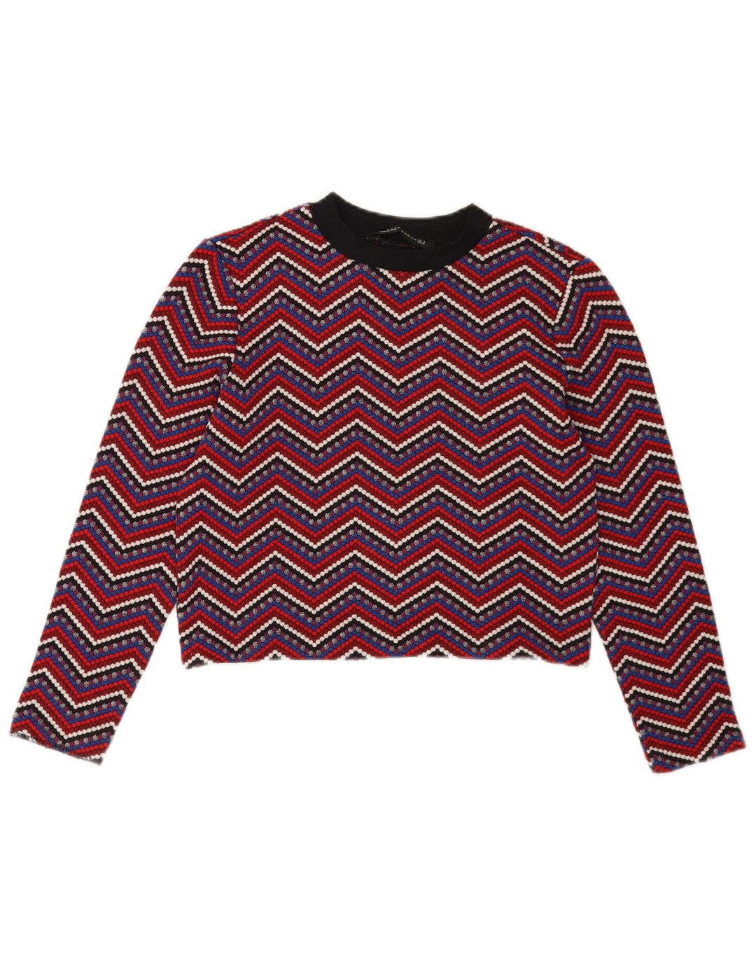 Crop Top pentru femei Zara cu mânecă lungă UK 12 Medium Multicolor Chevron
