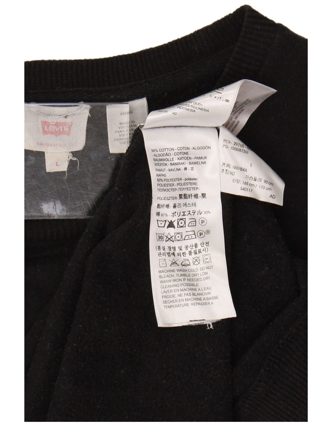 LEVI'S Womens Graphic Sweatshirt Jumper UK 16 Large Black Cotton