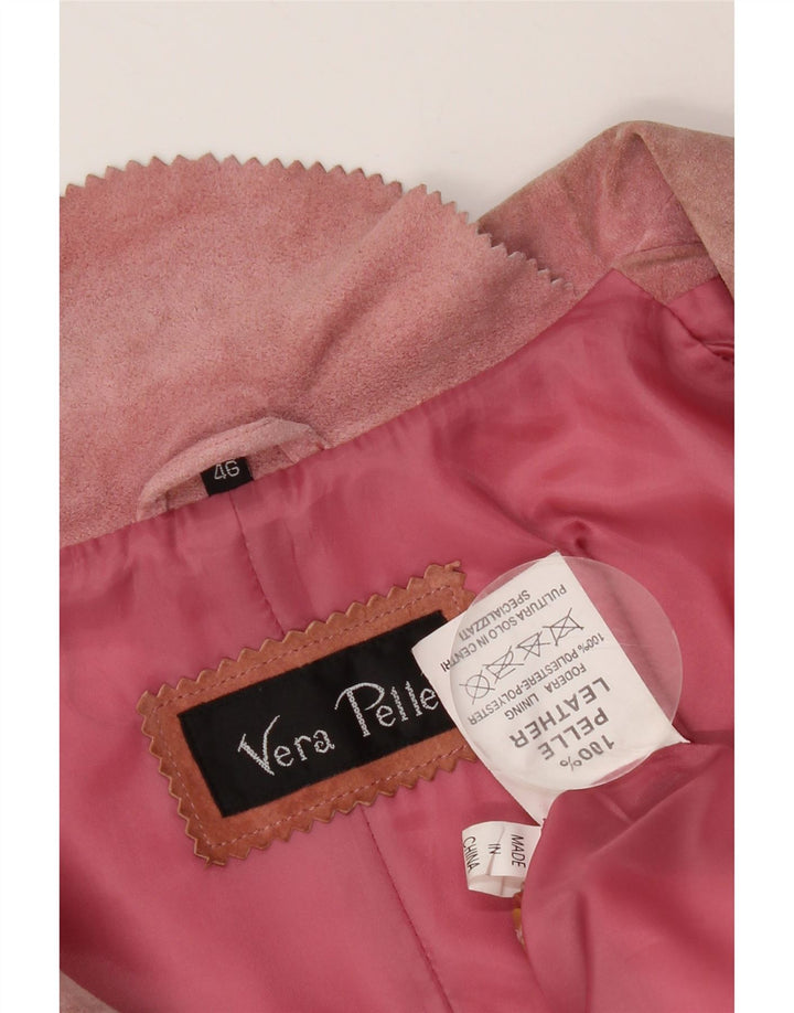 Jachetă pentru femei VINTAGE din piele intoarsa cu 2 nasturi IT 46 din piele mare roz