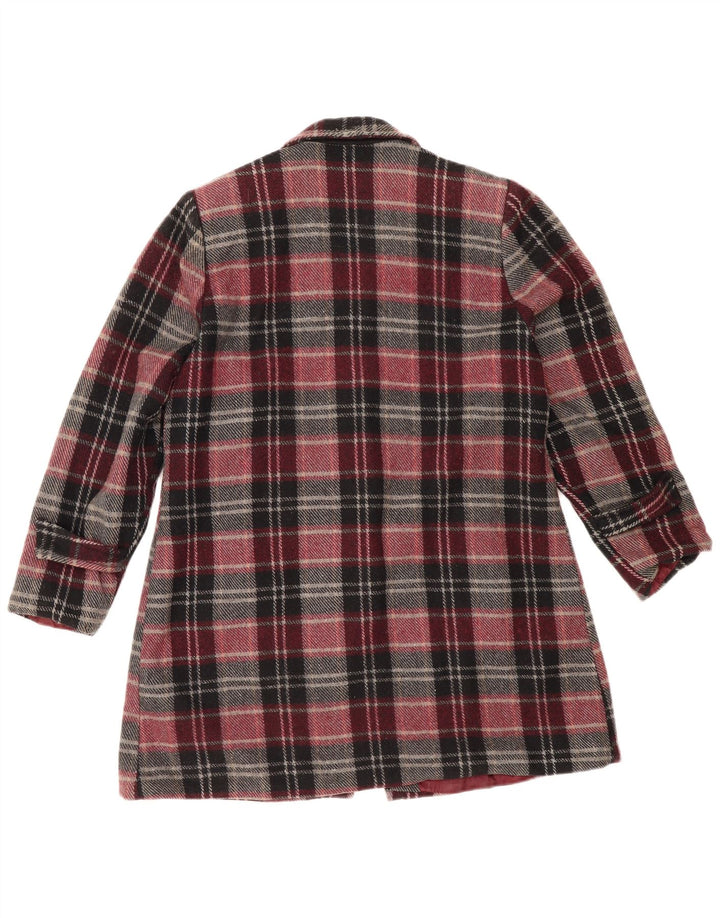 Pardesiu vintage pentru femei IT 48 XL Lână cu carouri burgundă