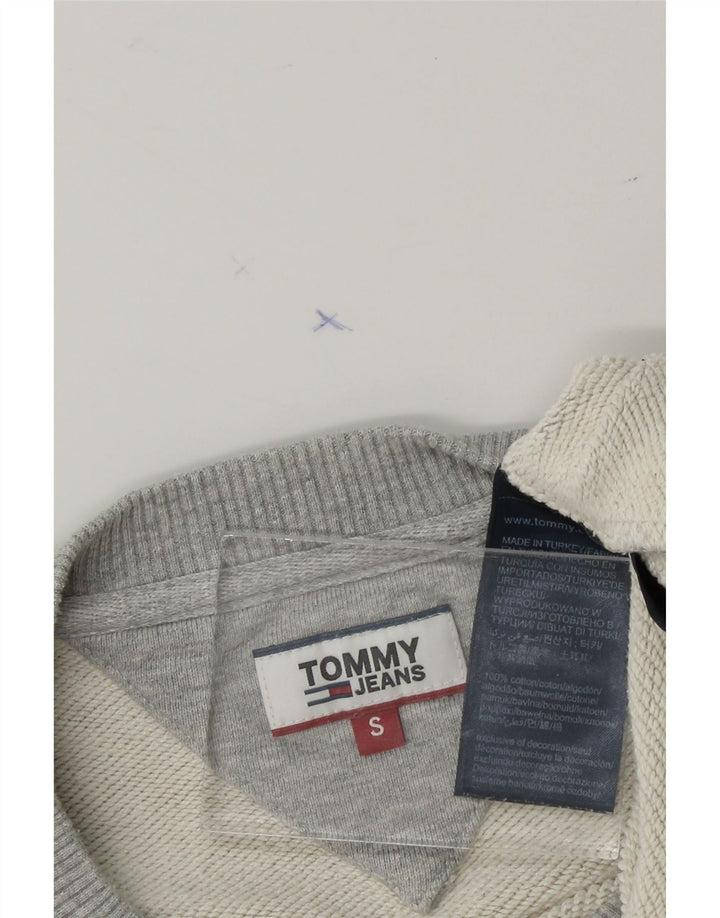 TOMMY HILFIGER Womens Oversized Graphic Sweatshirt Jumper UK 10 Small Grey Vintage Tommy Hilfiger and Second-Hand Tommy Hilfiger from Messina Hembry 