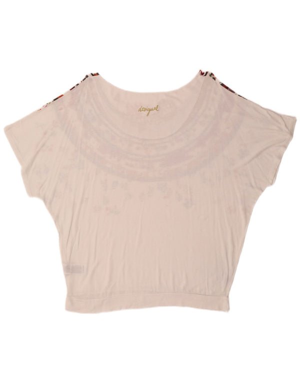 Tricou grafic supradimensionat Desigual pentru femei Top UK 16 Large White Floral