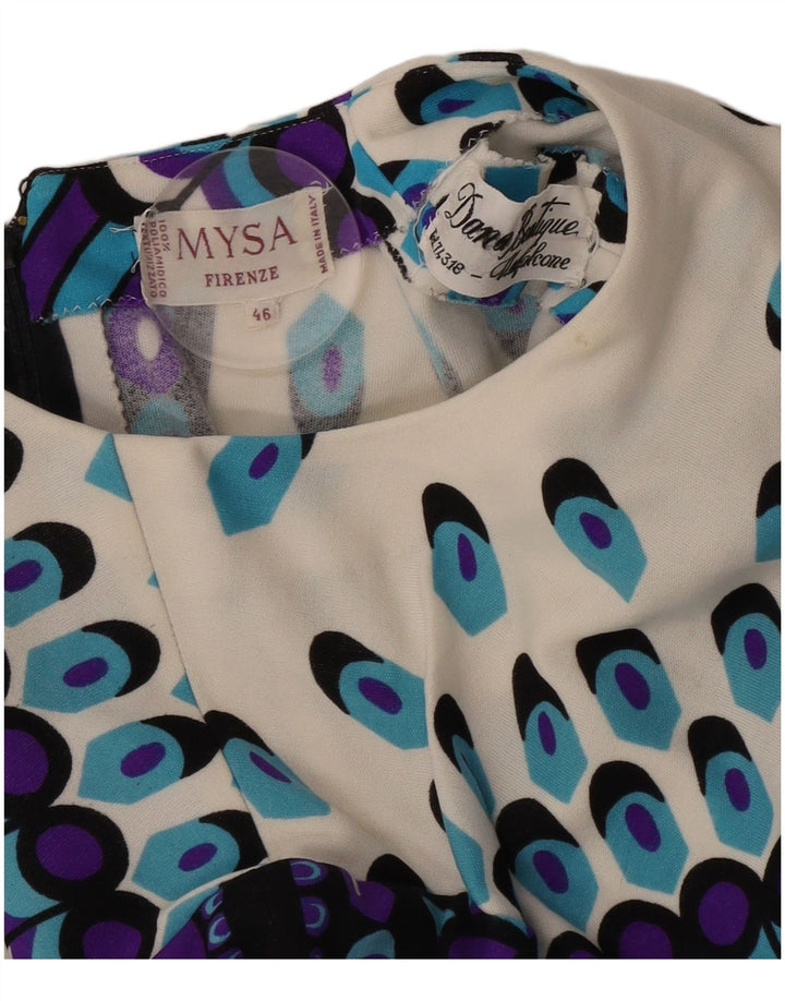 Set fuste vintage pentru femei 2 piese IT 46 mare W28 poliamidă geometrică albă