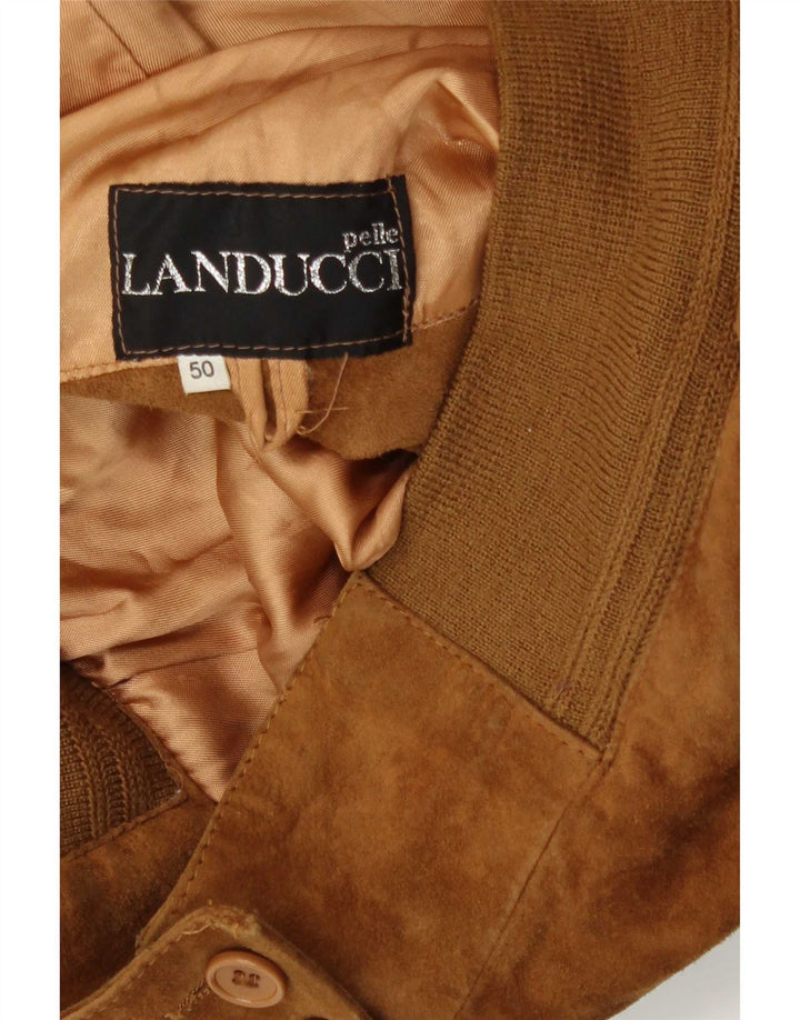 Jachetă Bomber Vintage pentru bărbați din piele intoarsa IT 50 Medium Beige Piele