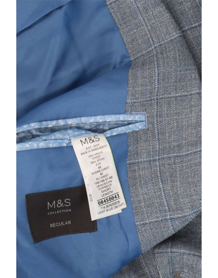 Jachetă pentru bărbați Marks & Spencer cu 2 nasturi, UK 38 Medium Blue Check