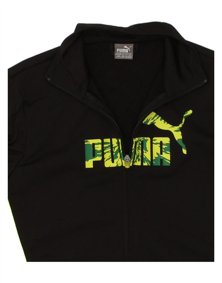 PUMA Boys Graphic Tracksuit Top Jacket 11-12 Years Black Colourblock Vintage Puma and Second-Hand Puma from Messina Hembry 