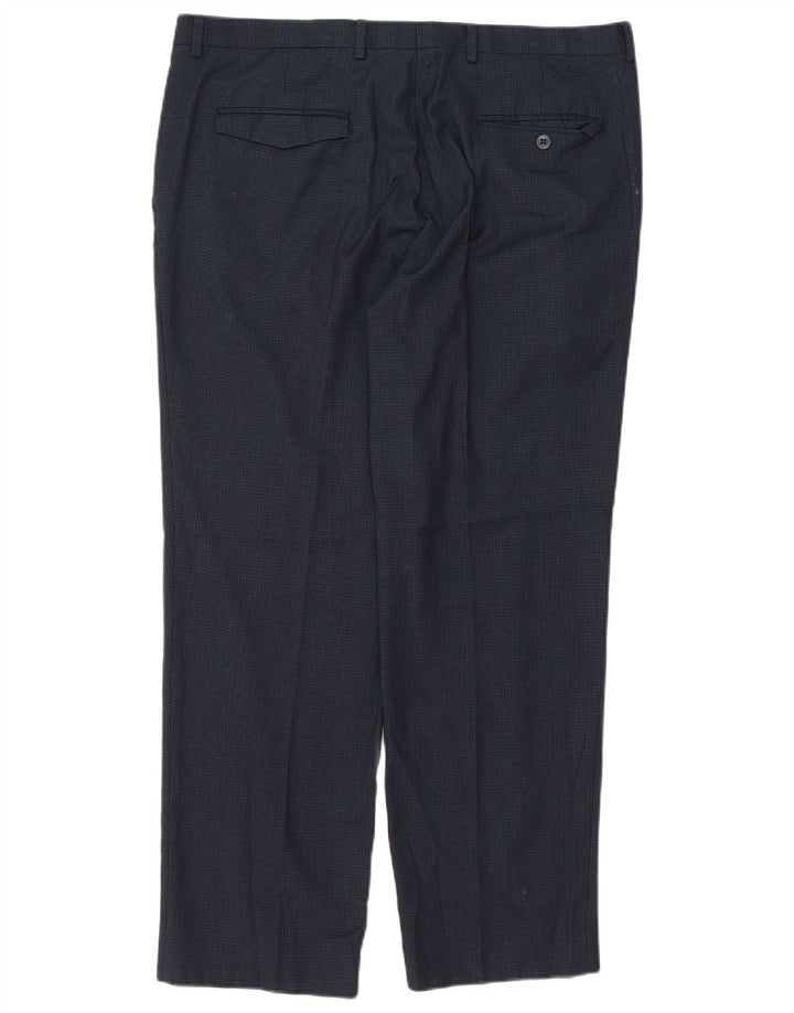 Pantaloni de costum pentru bărbați Marks & Spencer, croiți, L36 L29 bleumarin, carouri
