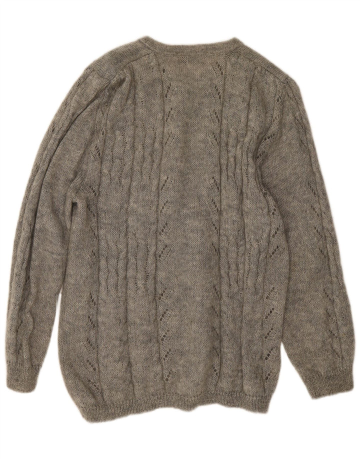 Pulover Cardigan Vintage pentru Damă UK 14 Gri Mediu