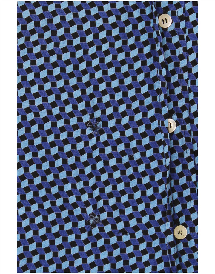 Cămașă Vintage pentru bărbați cu mânecă scurtă 2XL albastru geometric