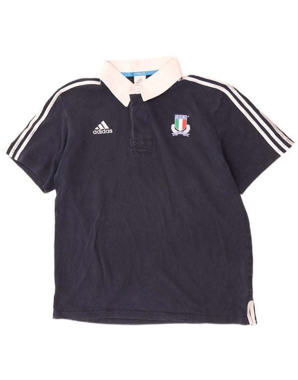 Tricou polo Adidas Italia Rugby pentru bărbați, mare, albastru bleumarin, sport