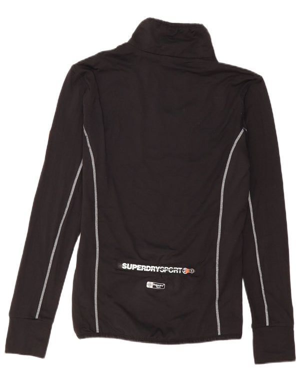 Top de trening Superdry pentru bărbați, cu fermoar și gât, negru mediu