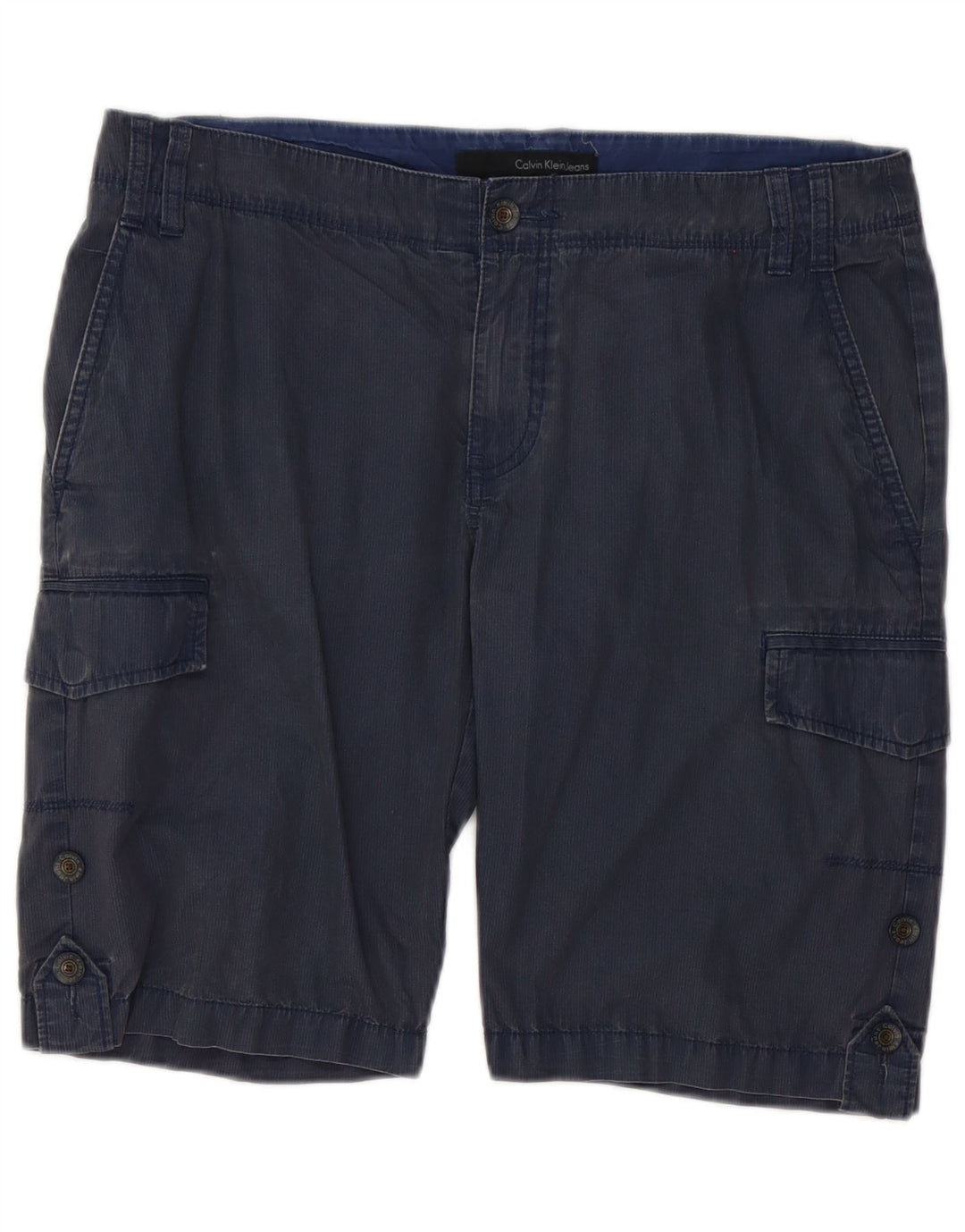 Pantaloni scurți cargo pentru bărbați Calvin Klein W33, bumbac cu dungi, albastru marin mediu