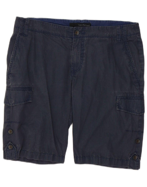 Pantaloni scurți cargo pentru bărbați Calvin Klein W33, bumbac cu dungi, albastru marin mediu