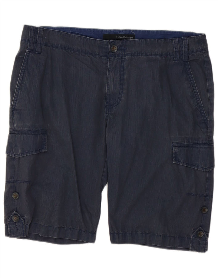 Pantaloni scurți cargo pentru bărbați Calvin Klein W33, bumbac cu dungi, albastru marin mediu