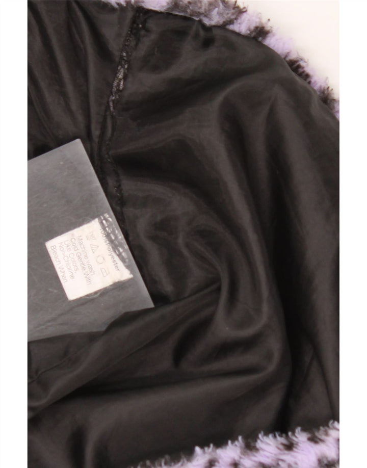 Jachetă bomber din blană artificială pentru femei VINTAGE UK 18 XL violet cu imprimeu animal